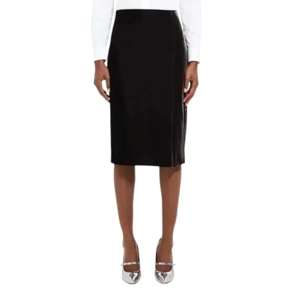 Theory Brown Front Slit Velvet Pencil Skirt 16